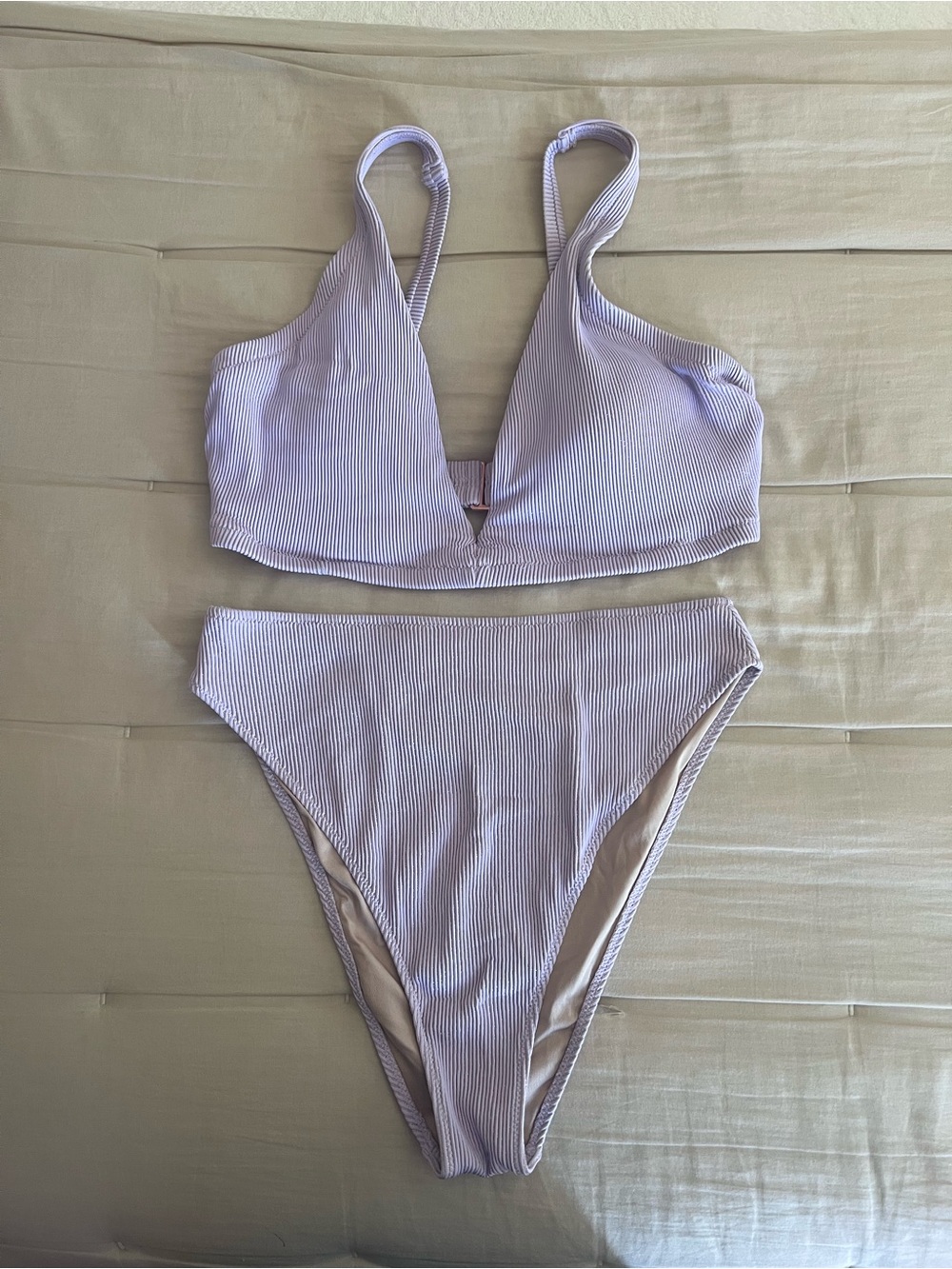 Shade & Shore Lavender Ribbed Two-Piece Bikini